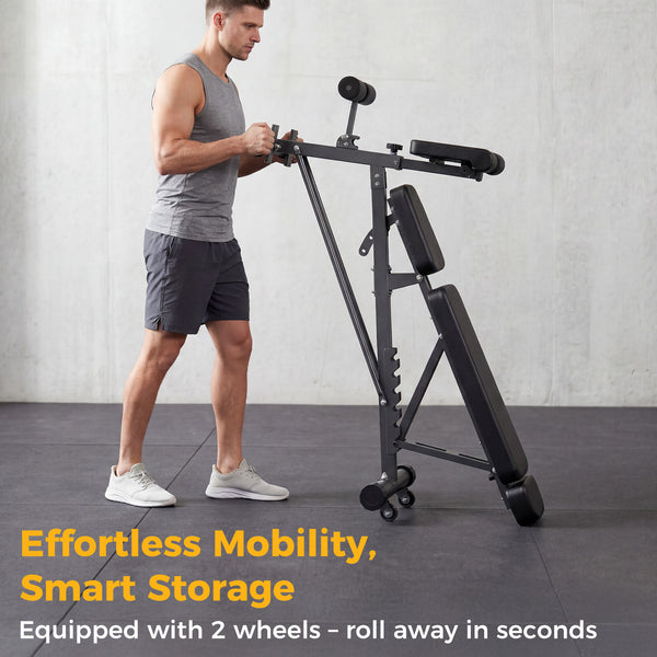 CONCETTA Multi-Functional FID Weight Bench for Full All-in-One Body Workout – Hyper Back Extension, Roman Chair, Adjustable Ab Sit-up Bench, Incline/Decline Bench, Flat Bench