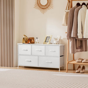 CONCETTA 38 in 5 Drawers Dresser Chest of Drawers,Metal Frame and Wood Top