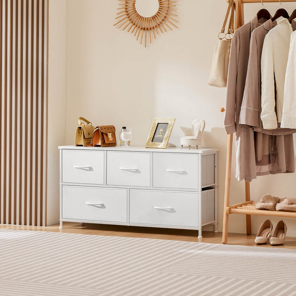 CONCETTA 38 in 5 Drawers Dresser Chest of Drawers,Metal Frame and Wood Top