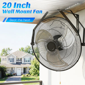 SHOUFTW Wall Mount Industrial Fan, Oscillating 3-Speed High Velocity Fan for Garage, Workshop, Warehouse, Black