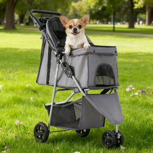 CONCETTA 3-Wheel Foldable and Waterproof Pet Stroller - Jogger Stroller for Small and Medium Dogs and Cats with Cup Holder and Removable Liner