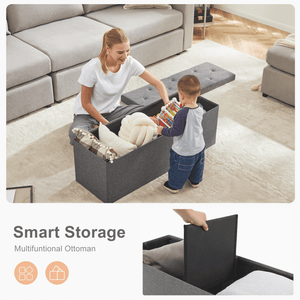 JOINSUN Foldable Storage Ottoman Bench -End of Bed Storage Foot Rest Stools, for Bedroom, Living Room, Entryway, Holds up to 660 lb