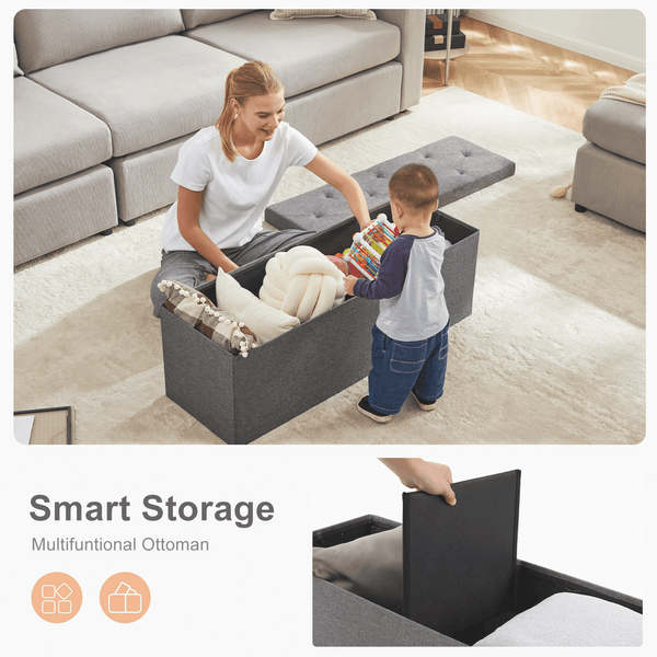 JOINSUN Foldable Storage Ottoman Bench -End of Bed Storage Foot Rest Stools, for Bedroom, Living Room, Entryway, Holds up to 660 lb