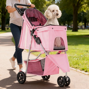 CONCETTA 3-Wheel Foldable and Waterproof Pet Stroller - Jogger Stroller for Small and Medium Dogs and Cats with Cup Holder and Removable Liner