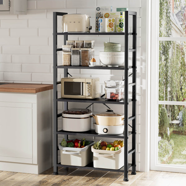 CONCETTA 5-Tier Bookcase - Tall Bookshelf Modern Book Case for Books, Garage Kit, CDs, Movies,  for Bedroom Home Office Kitchen Living Room