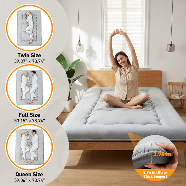 CONCETTA Memory Foam Futon Mattress, Twin Size, Foldable Tatami Floor Mattress with Storage Bag