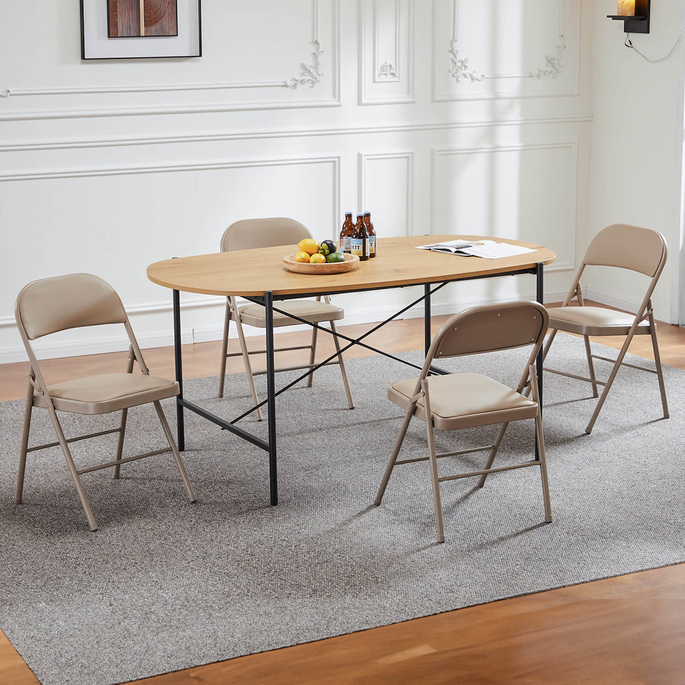Genuine Leather Folding Chair - Soft and comfortable, easy to carry and store, suitable for events, weddings, parties, home, office