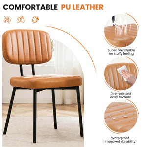CONCETTA Dining Chairs Set of 2, Modern Kitchen Dining Room Accent Chairs with Faux Leather Cushion Seat & Metal Legs for Kitchen, Living Room
