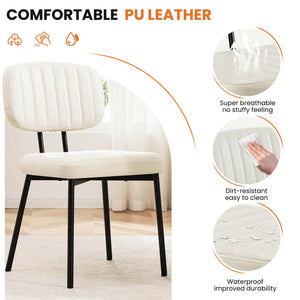 CONCETTA Dining Chairs Set of 2, Modern Kitchen Dining Room Accent Chairs with Faux Leather Cushion Seat & Metal Legs for Kitchen, Living Room