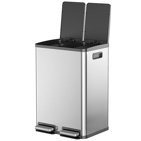 CONCETTA Kitchen Stainless Steel Waste Bin with Lid with Soft-Close Foot Pedal and Removable Inner Bin for Bathrooms, Bedrooms and Home Offices