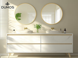 CONCETTA 28-Inch Round Wall-Mounted Mirror, Made Of High-Quality Aluminum, With a Clear And Bright Mirror Surface, Equipped With a Convenient Hook