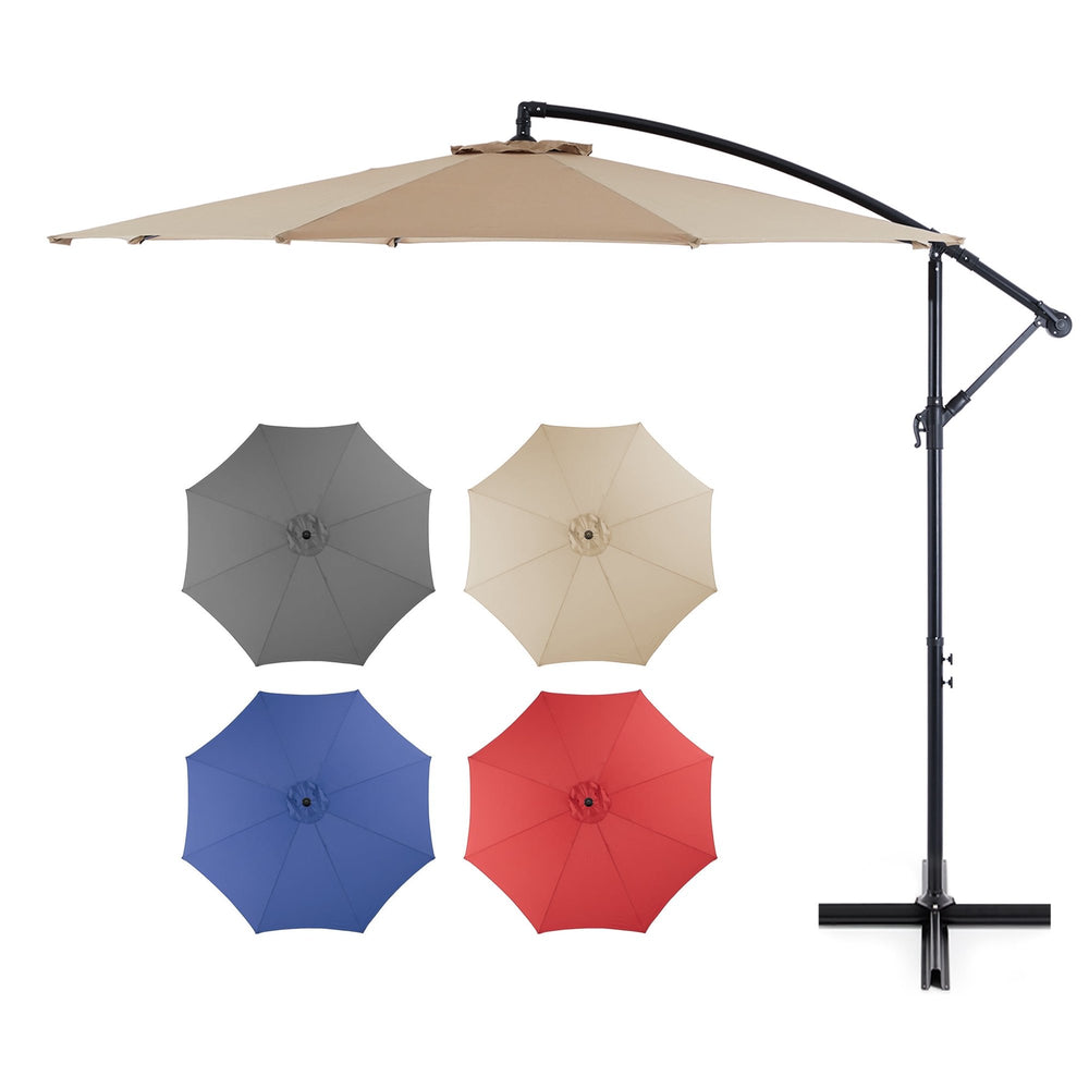 CONCETTA 10ft Offset Outdoor Patio Umbrella with Easy Tilt & Crank, Adjustable Polyester Shade for Garden, Backyard, Poolside