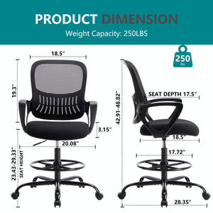 CONCETTA Tall Office Chair for Standing Desk with Adjustable Foot Ring,Counter Height Office Chairs