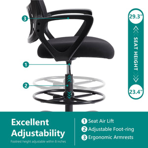 CONCETTA Tall Office Chair for Standing Desk with Adjustable Foot Ring,Counter Height Office Chairs