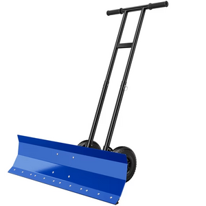 CONCETTA 36" Snow Pusher with Wheels, Wheeled Snow Plow Shovel with Galvanized Steel Blade, Adjustable Handle & Blade Angle, Snow Removal Tool for Driveways & Sidewalks