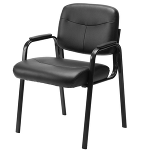CONCETTA Reception Guest Waiting Room Chairs Set of 2, PU Leather with Padded Arms, Black