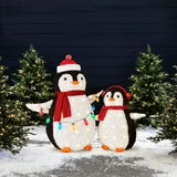 CONCETTA 2-Piece Lighted Penguin Family, 3ft Pop-Up Outdoor Christmas Holiday Decoration w/ 150 LED Lights, Multicolored Lights