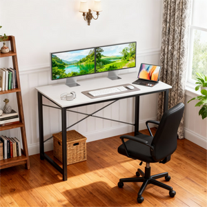 CONCETTA 40 Inch Computer Desk, Small Home Office Desk for Small Spaces, Study Writing Table for Students & Kids, Modern Simple Style Workstation with Metal Frame for Bedroom, Office