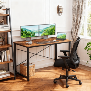 CONCETTA 40 Inch Computer Desk, Small Home Office Desk for Small Spaces, Study Writing Table for Students & Kids, Modern Simple Style Workstation with Metal Frame for Bedroom, Office