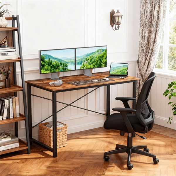 CONCETTA 40 Inch Computer Desk, Small Home Office Desk for Small Spaces, Study Writing Table for Students & Kids, Modern Simple Style Workstation with Metal Frame for Bedroom, Office