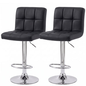 CONCETTA Swivel Bar Stools, Adjustable PU Leather Counter Seats with Back and Footrest