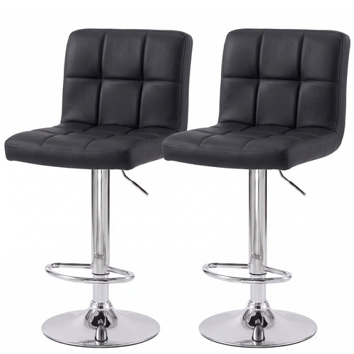 CONCETTA Swivel Bar Stools, Adjustable PU Leather Counter Seats with Back and Footrest