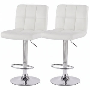 CONCETTA Swivel Bar Stools, Adjustable PU Leather Counter Seats with Back and Footrest