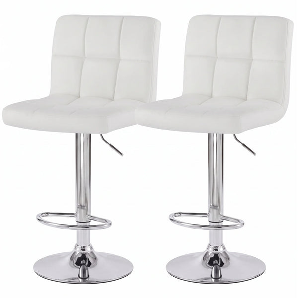 CONCETTA Swivel Bar Stools, Adjustable PU Leather Counter Seats with Back and Footrest