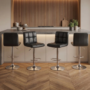 CONCETTA Swivel Bar Stools, Adjustable PU Leather Counter Seats with Back and Footrest