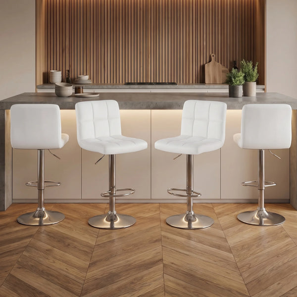CONCETTA Swivel Bar Stools, Adjustable PU Leather Counter Seats with Back and Footrest