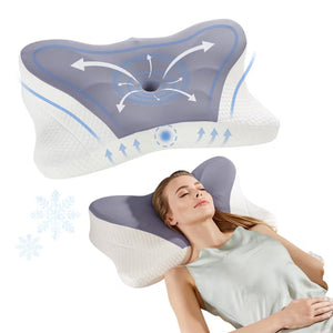 CONCETTA Cervical Pillow for Neck and Shoulder Pain Relief, Ergonomic Memory Foam Bed Pillow with Breathable Hollow Design for Side, Back, and Stomach Sleepers