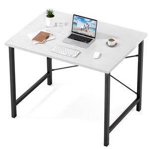 CONCETTA 31 Inch Computer Desk, Simple Writing Desk for Home Office, Small Gaming Desk for Bedroom, Compact Office Desk Table, White