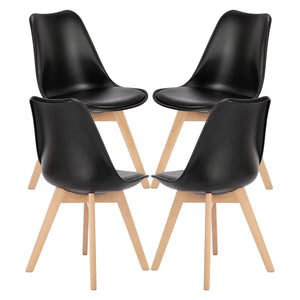 CONCETTA Set of 4 Dining Chairs with Padded Seats & Wooden Legs for Kitchen or Living Room