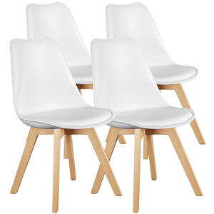 CONCETTA Set of 4 Dining Chairs with Padded Seats & Wooden Legs for Kitchen or Living Room