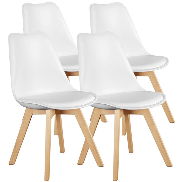 CONCETTA Set of 4 Dining Chairs with Padded Seats & Wooden Legs for Kitchen or Living Room