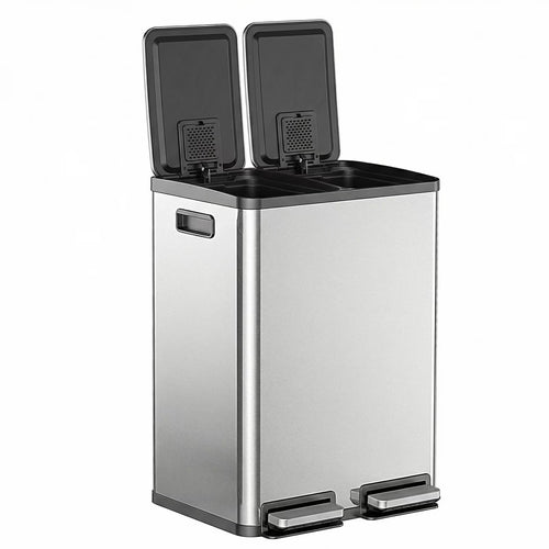 CONCETTA Kitchen Stainless Steel Waste Bin with Lid with Soft-Close Foot Pedal and Removable Inner Bin for Bathrooms, Bedrooms and Home Offices