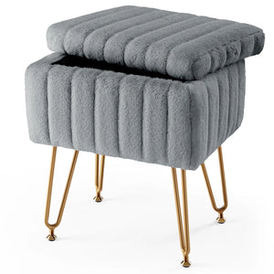 CONCETTA Storage Bench, Vanity Chair with Storage and Adjustable Feet for Makeup