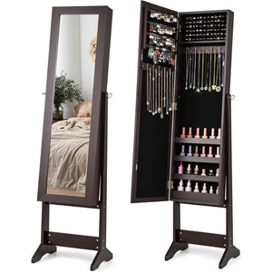 CONCETTA Jewelry Armoire Organizer with Mirror and LED Lights , Wall & Door Mounted Storage Cabinet