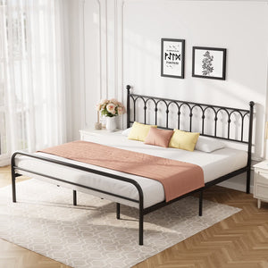 CONCETTA Metal Platform Bed Frame with Rounded Base & Protective Footpads, Underbed Storage, No Box Spring Needed for Bedroom
