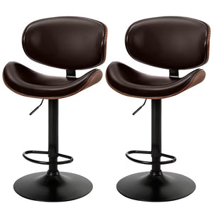 CONCETTA Swivel Bar Stool Set of 2 Pack, Adjustable Height, PU Leather Seat with Anti-slip Rubber Base