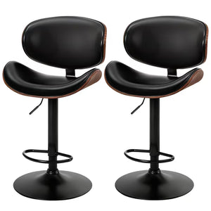 CONCETTA Swivel Bar Stool Set of 2 Pack, Adjustable Height, PU Leather Seat with Anti-slip Rubber Base