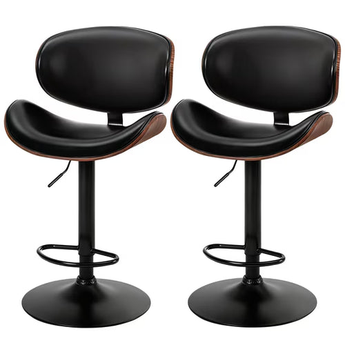 CONCETTA Swivel Bar Stool Set of 2 Pack, Adjustable Height, PU Leather Seat with Anti-slip Rubber Base