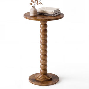 CONCETTA Modern Round Side Table, Accent End Table with Solid Wood Spindle, Small Drink Table for Living Room, Bedroom, Couch, Office