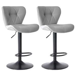 CONCETTA Swivel Bar Stools Set of 2 with Adjustable Height, Leather with Backrest for Home Bar