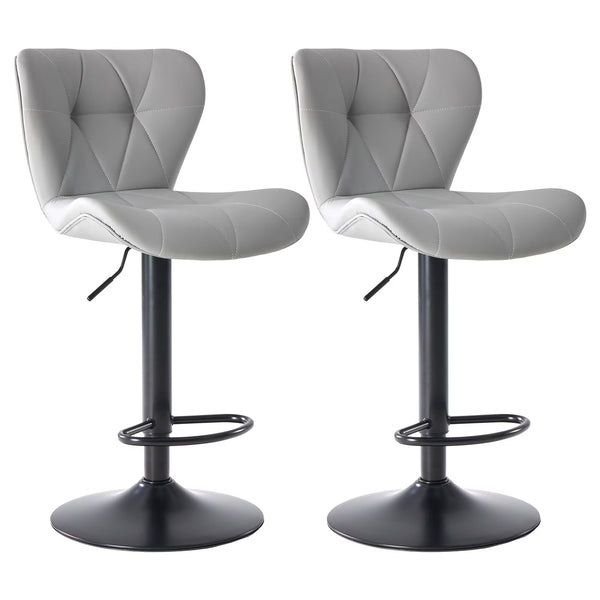 CONCETTA Swivel Bar Stools Set of 2 with Adjustable Height, Leather with Backrest for Home Bar