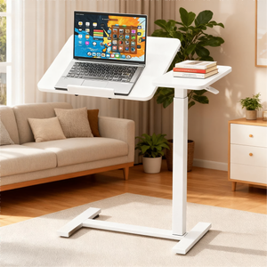 CONCETTA Small Standing Desk Rolling Table with Wheels, Portable Rolling Computer Table with Tilting Top, Adjustable Height Standing Workstation for Home Office, Bed, Sofa, Classroom