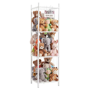 CONCETTA Toy Storage Organizer, Wooden Toy Holder Cage - Holds 40+ Plush Toys, Sturdy Wood & Steel Screw Construction for Toddler Room, Playroom, Bedroom