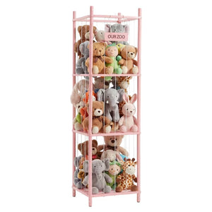 CONCETTA Toy Storage Organizer, Wooden Toy Holder Cage - Holds 40+ Plush Toys, Sturdy Wood & Steel Screw Construction for Toddler Room, Playroom, Bedroom