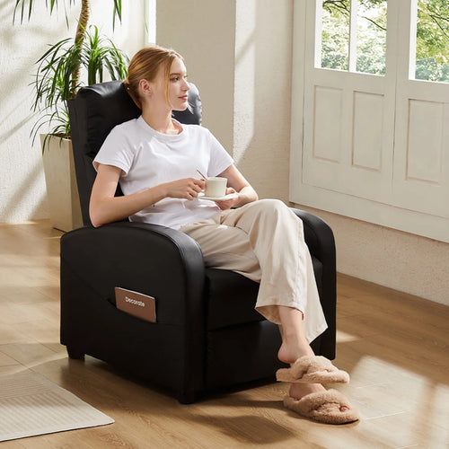 CONCETTA Small Sofa Lounge Chair with Adjustable PU Leather Theater Lumbar Support