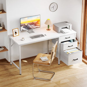 CONCETTA 49 Inch Modern L Shaped Computer Desk with Lower Storage Shelf & Side Bag, Two-Way Convertible Corner Gaming Table for Home Office
